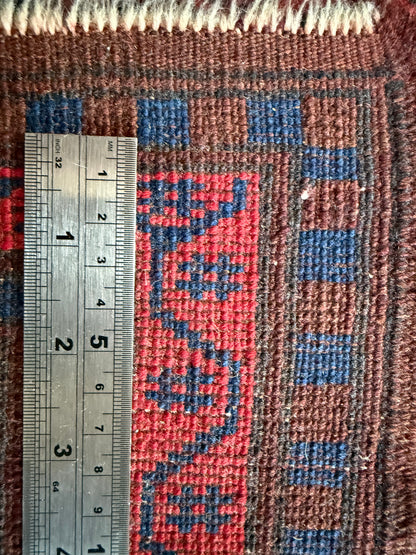 Hand-knotted tribal vintage carpet – Baluch – Indigo &amp; star medallion – ca. 1920–1935 size: 177 × 108 cm