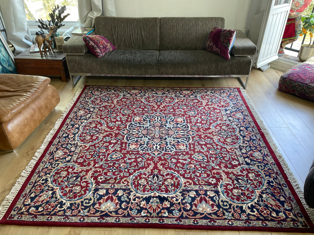Tapete vintage oriental feito à mão – aprox. 200 × 193 cm