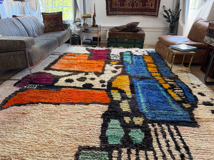Vintage Abstract Moroccan Rug – Sculptural Wool Statement Piece (354 × 268 cm)