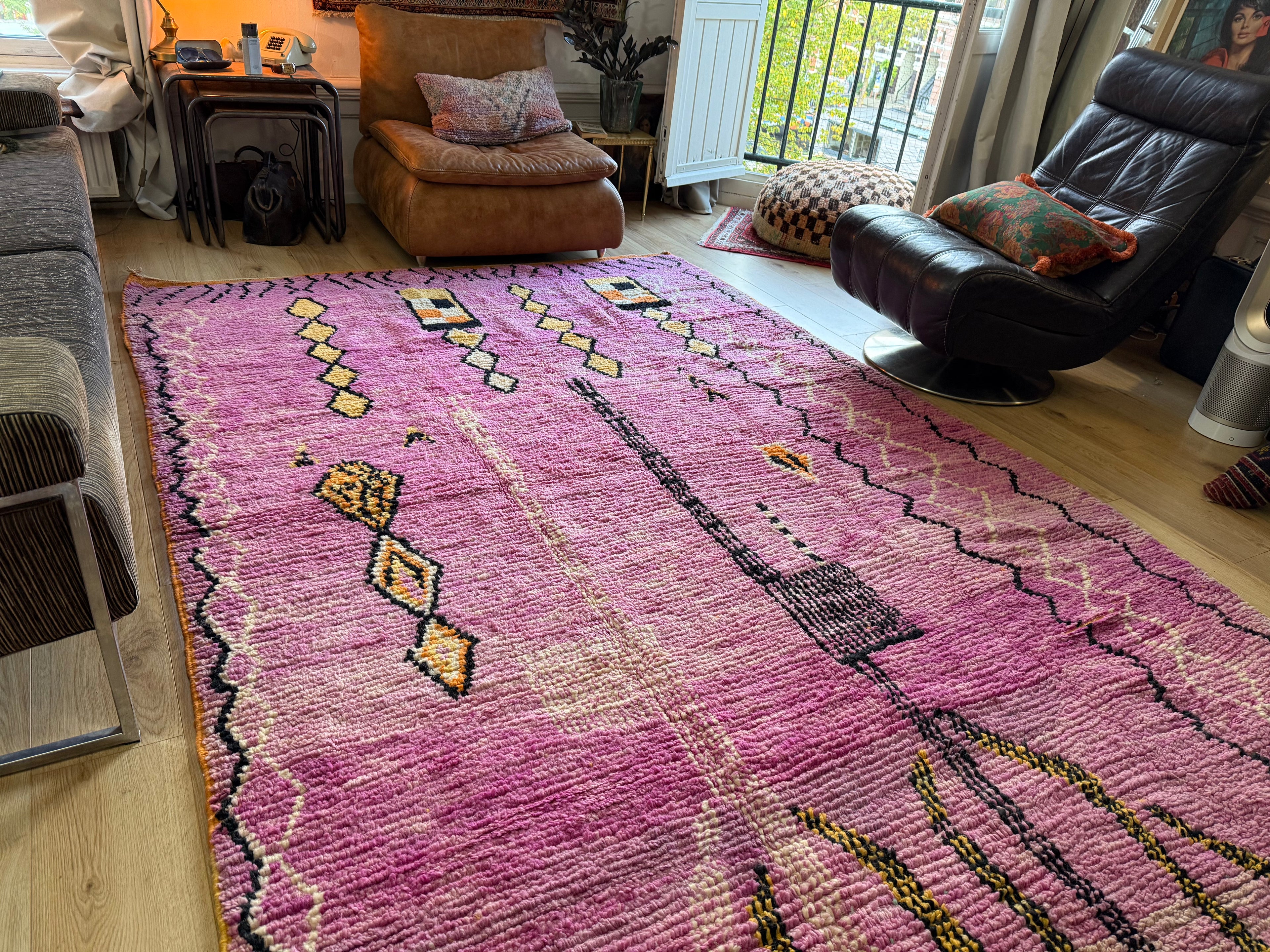 Handgeknoopt vintage Berber tapijt – ca. 308 × 200 cm