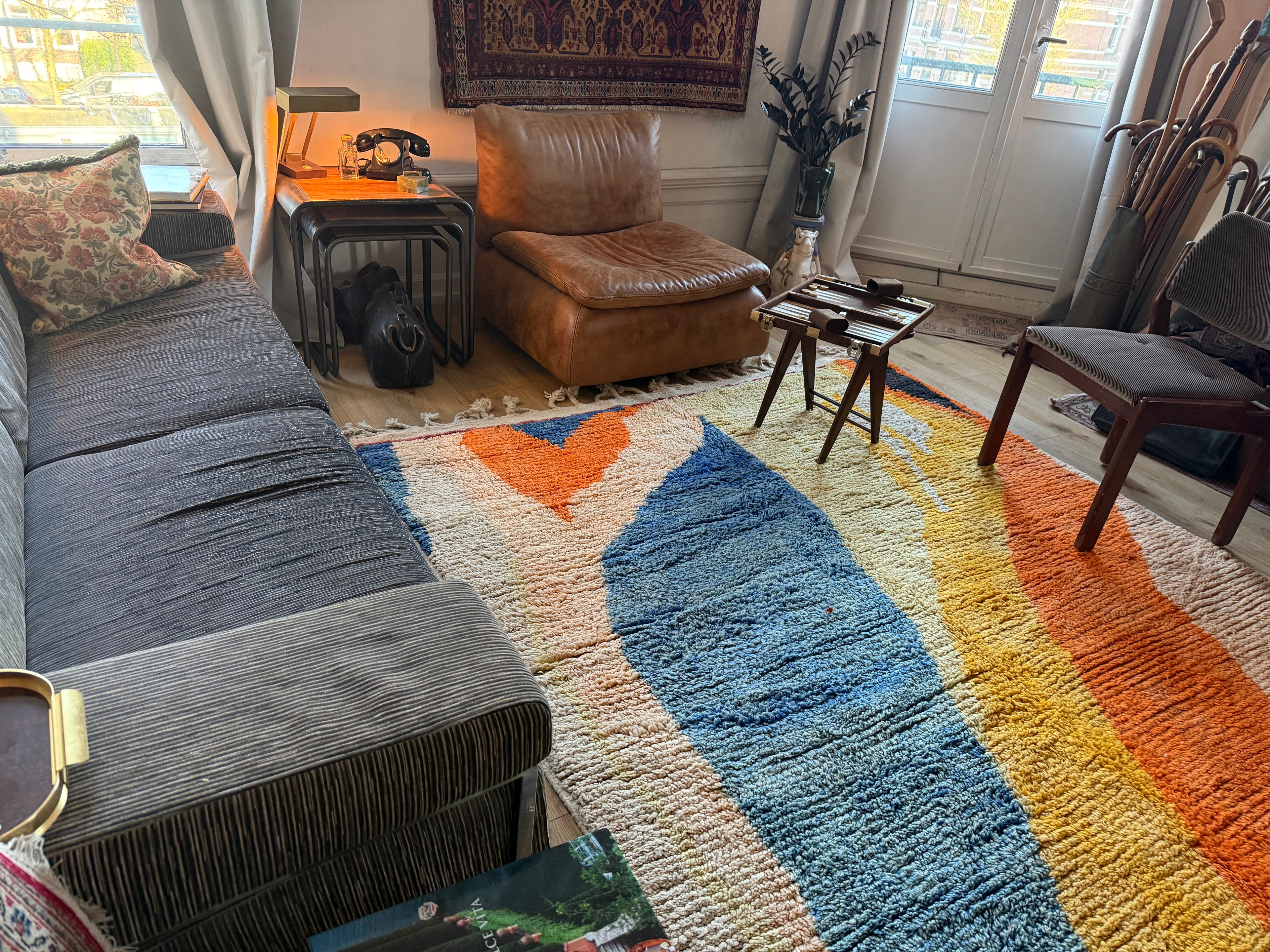 Tapete vintage de design marroquino – 317 × 197 cm – shag abstrato