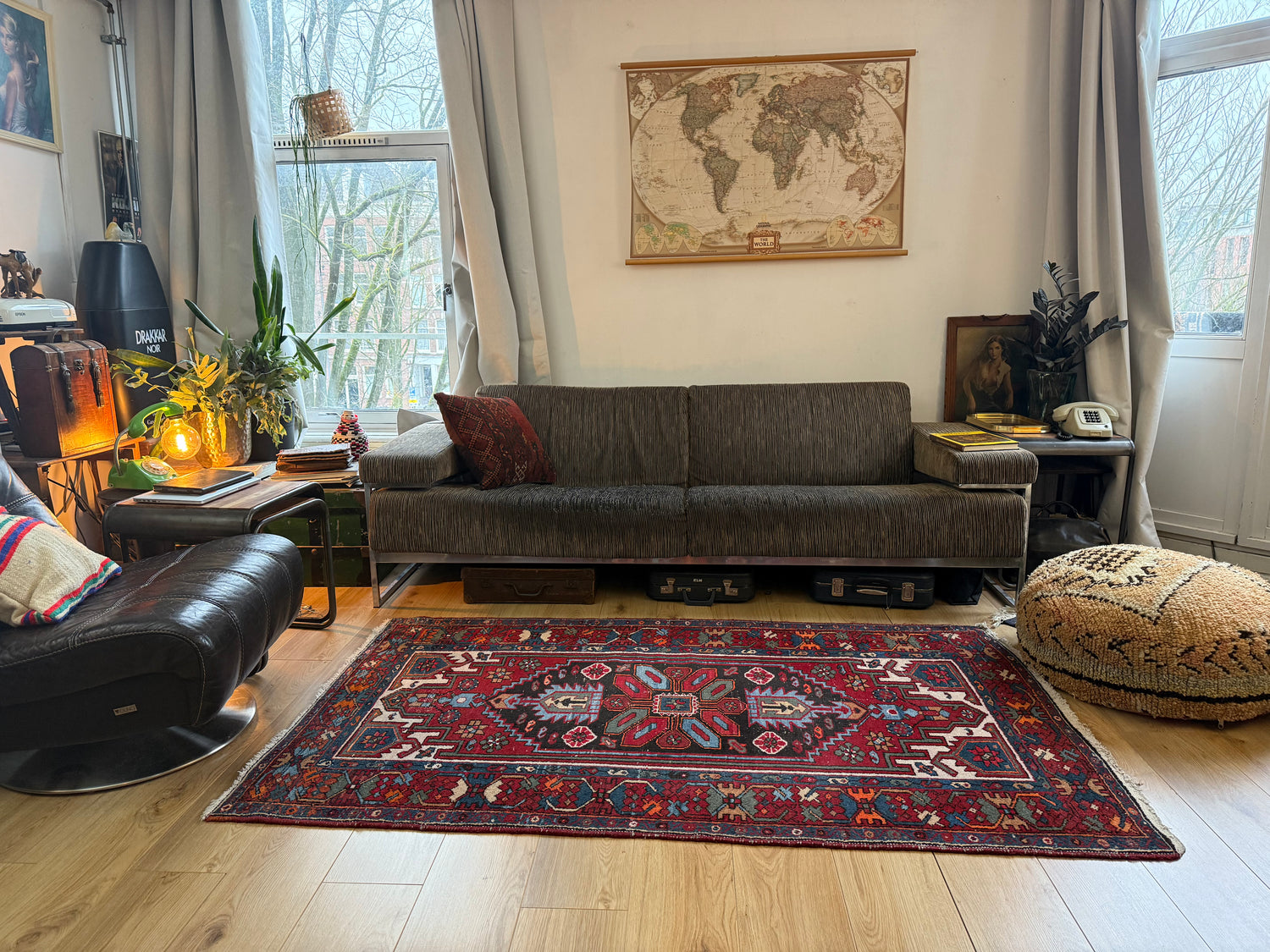 Handgeknoopt vintage oosters tapijt – Heriz stijl – ca. 200 × 118 cm