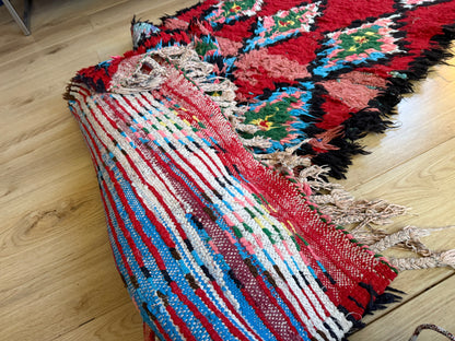 Vintage Berber loper in diep rood – 331 × 92 cm