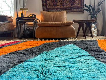 Vintage Moroccan Postmodern Rug 1980s Abstract Design – 332 × 205 cm
