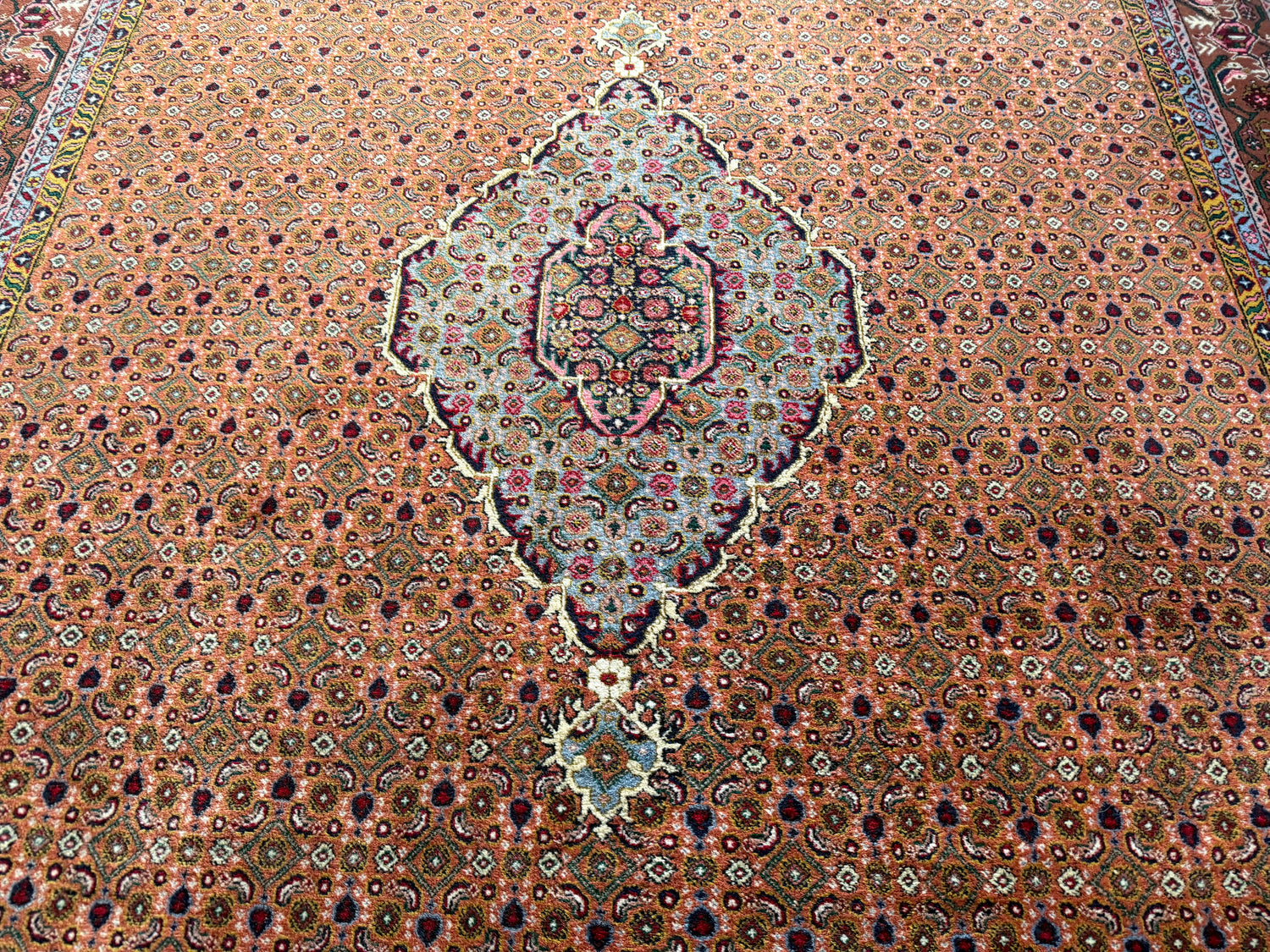 Tapete vintage nó à mão – estilo Bidjar – 310 × 200 cm – padrão Mahi