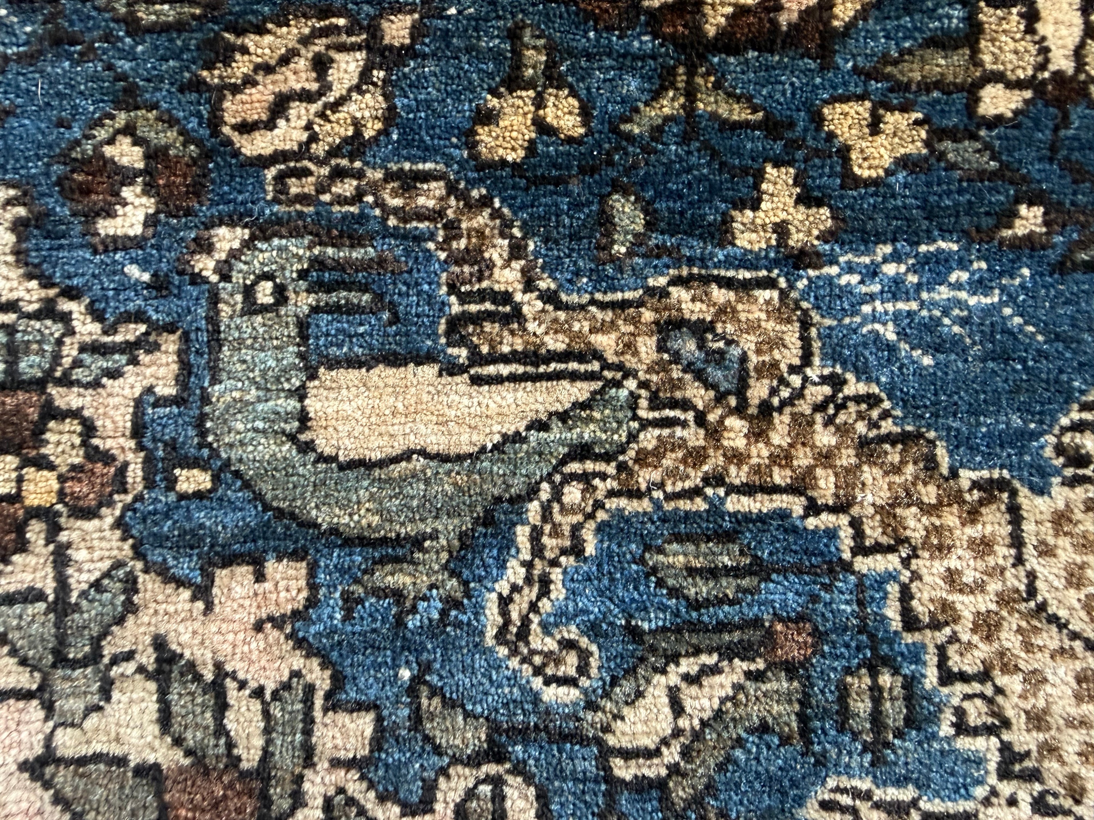 Early 20th-century figurative carpet – Qom tradition – 188 × 132 cm