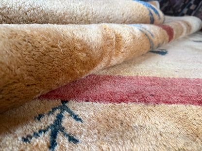 Hand-knotted wool carpet with nomadic pattern – 283 × 215 cm
