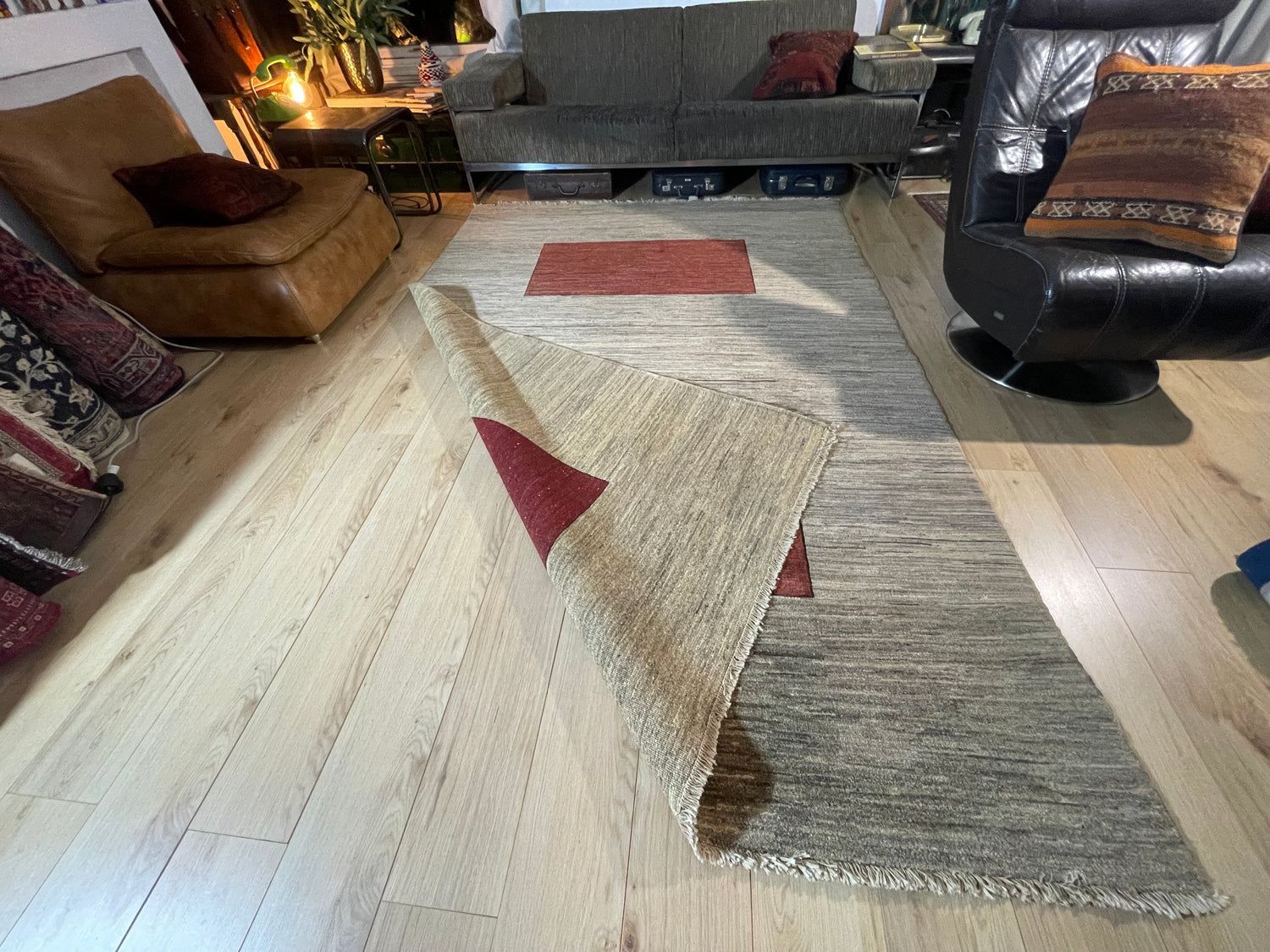 Handgeknoopt Gabbeh-stijl tapijt – ca. 282 × 190 cm