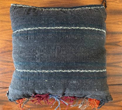 Vintage nomadic floor cushion made of hand-knotted wool, one of a kind