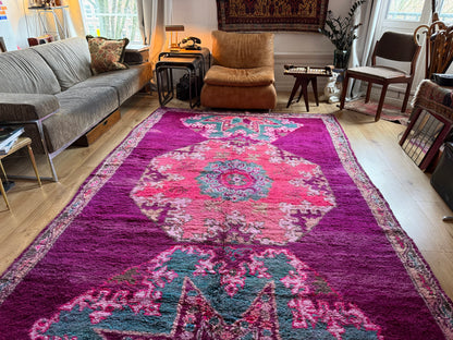 Vintage Atlas Rug – Magenta &amp; Turquoise Statement Piece (315 × 200 cm)