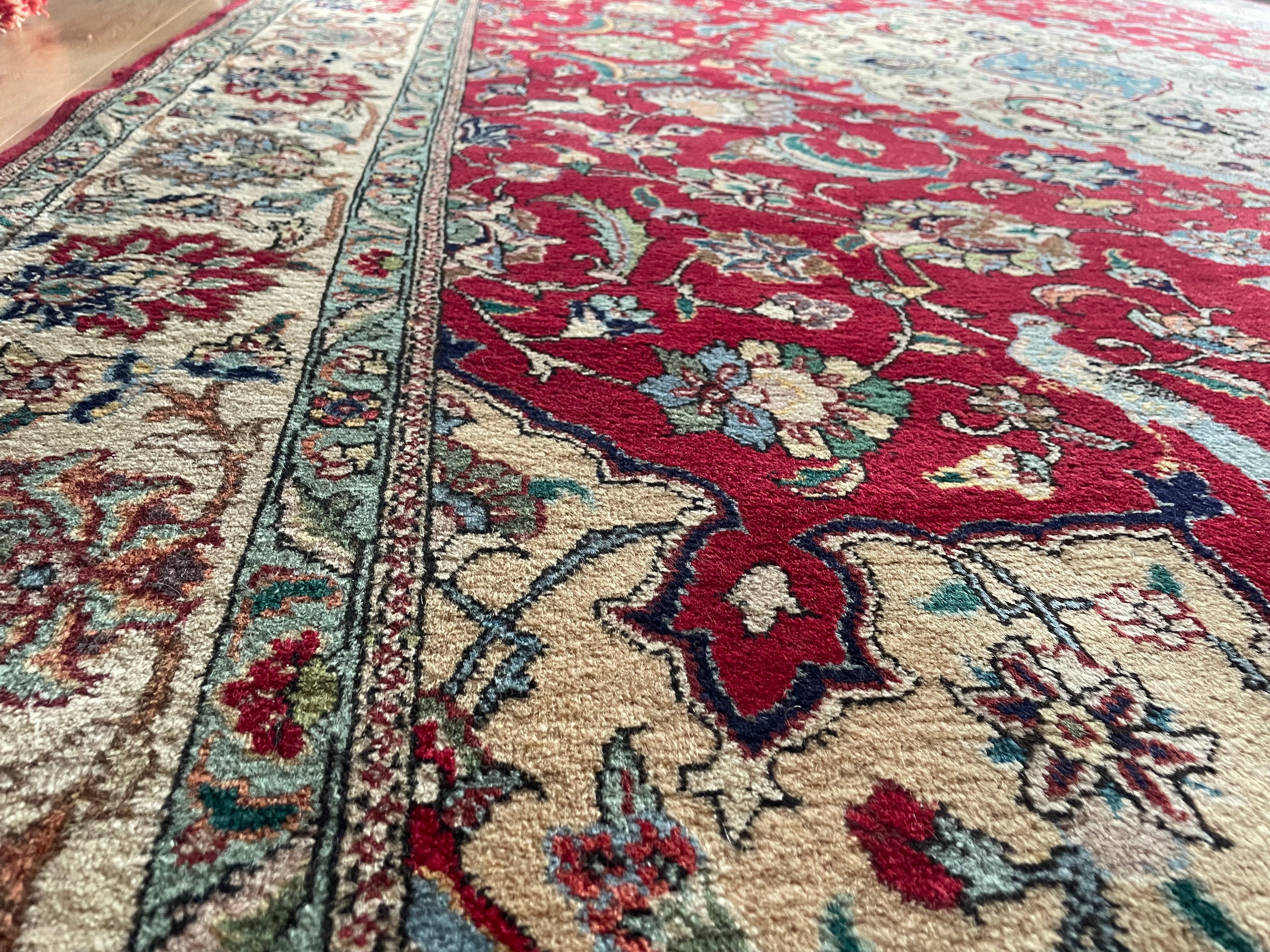 Groot Oosters Tabriz stijl tapijt 350 x 220 handgeknoopt vintage