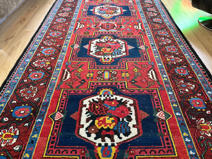 Lang vintage Heriz-stijl tapijt – 405 × 165 cm