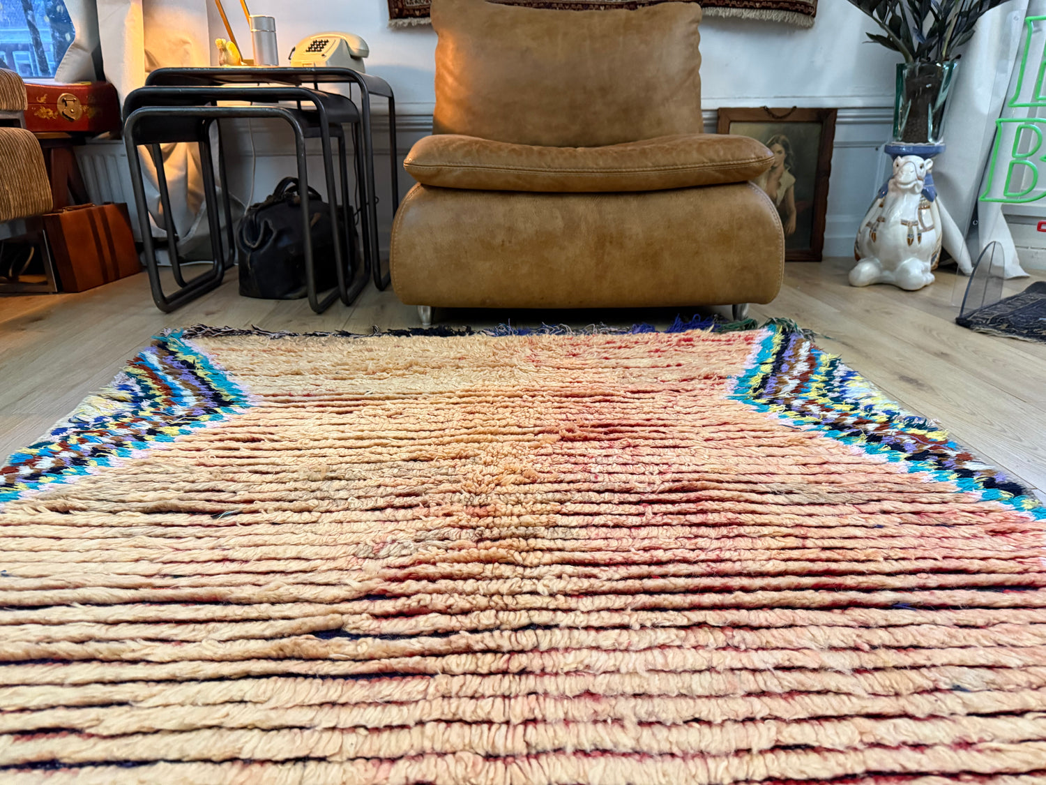 Vintage handgeknoopt Marokkaans tapijt – 370 × 204 cm