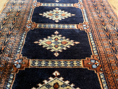 Handgeknoopte vintage loper – Baluchi stijl – ca. 280 × 75 cm