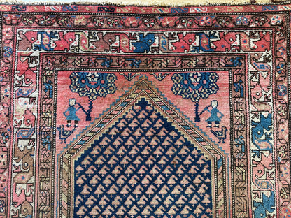 Handgeknoopt vintage ossters tapijt – Malayer-stijl – ca. 210 × 116 cm