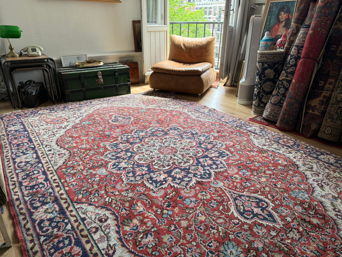 handgeknoopt Oosters Vintage tapijt Kashan stijl  215 x 345 cm