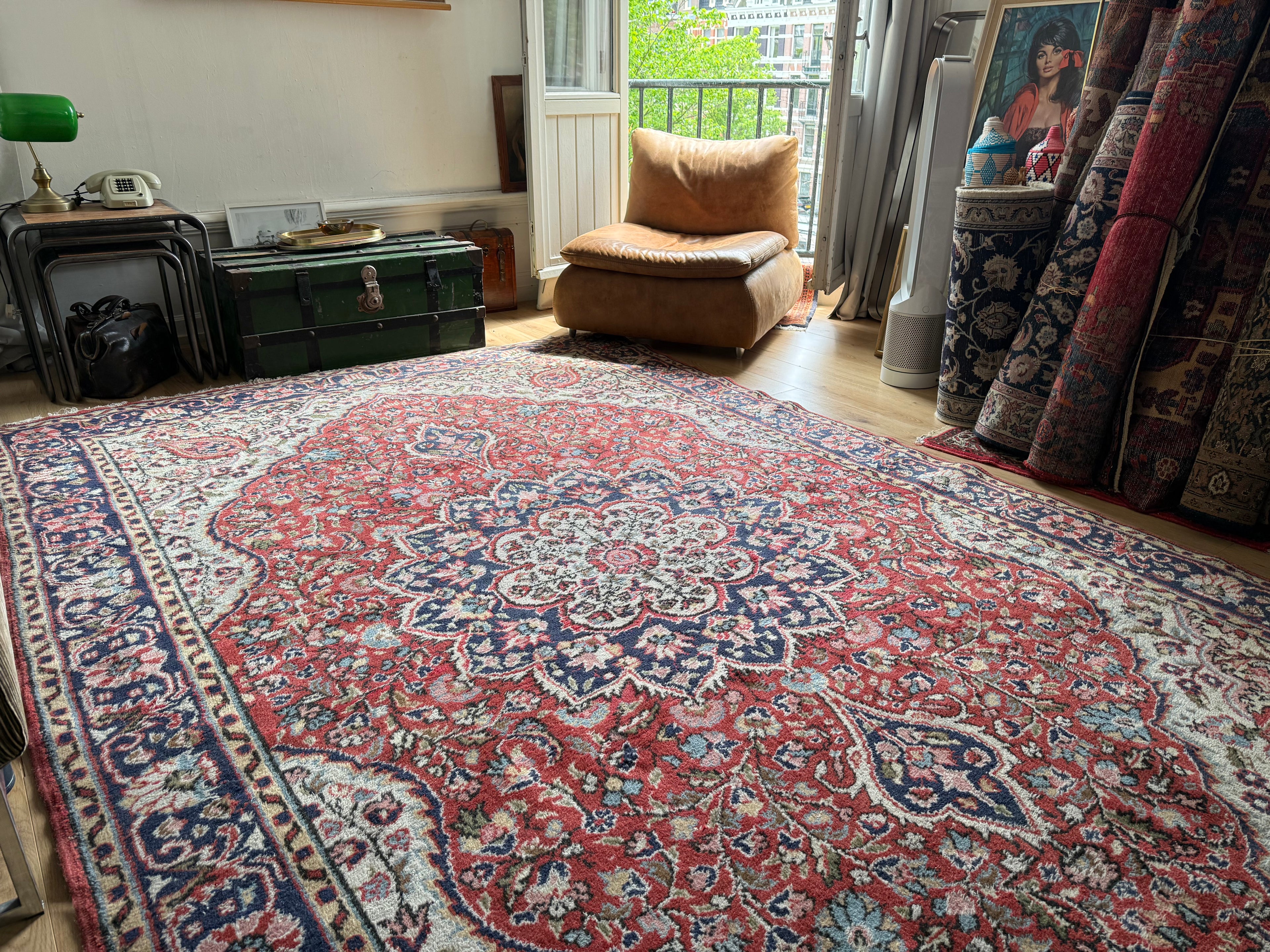 handgeknoopt Oosters Vintage tapijt Kashan stijl  215 x 345 cm