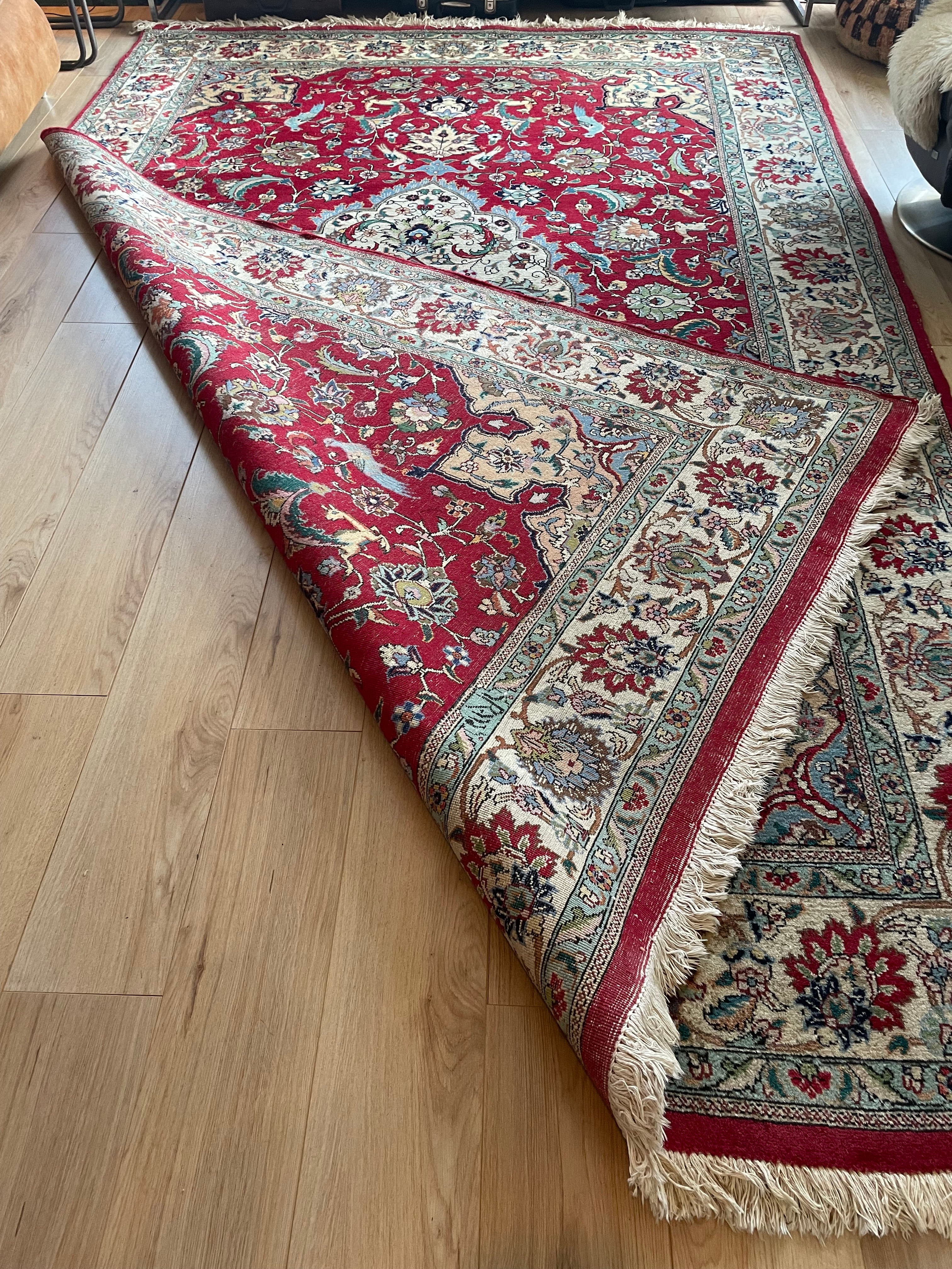 Groot Oosters Tabriz stijl tapijt 350 x 220 handgeknoopt vintage