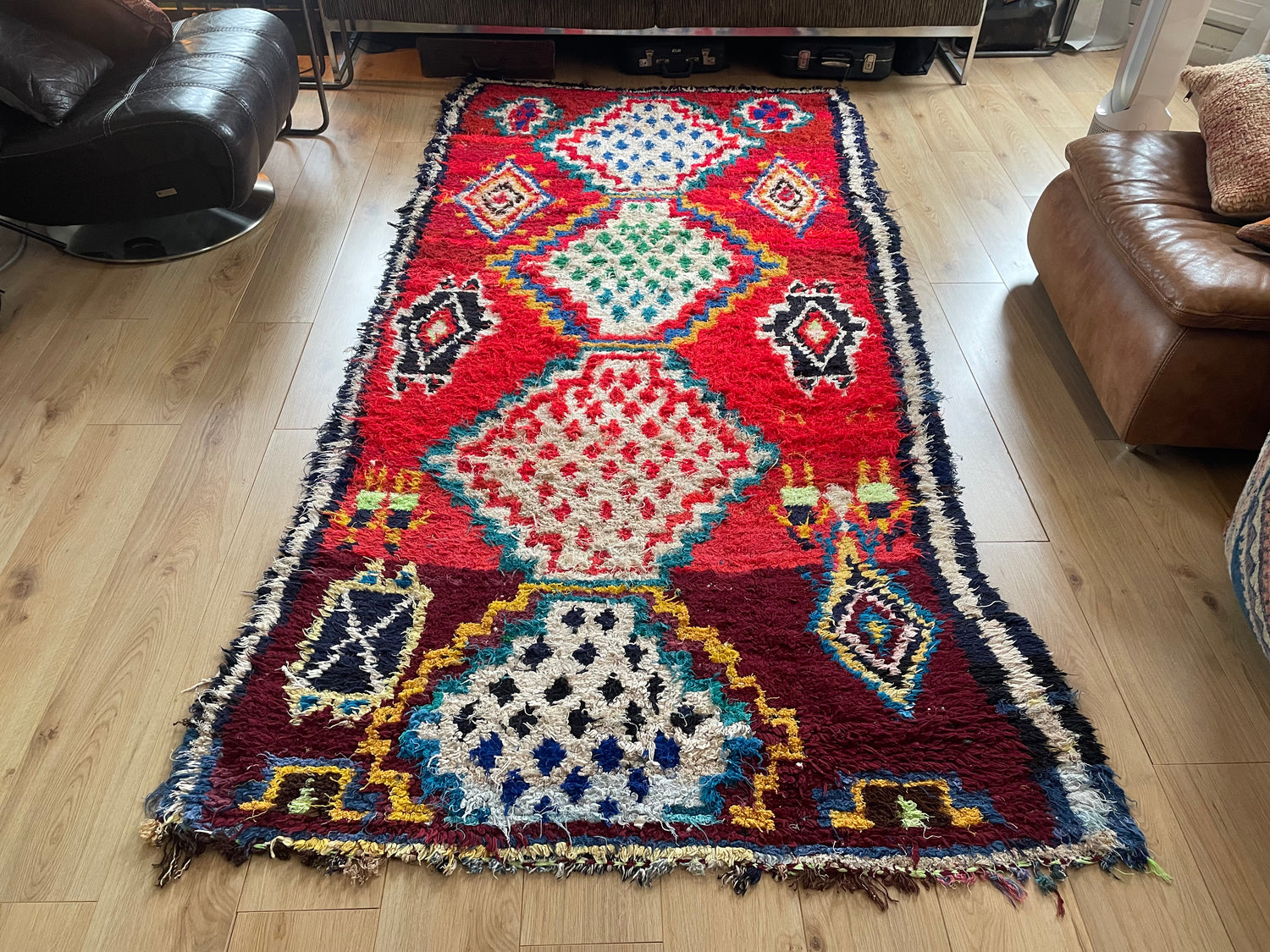 Handgeknoopt vintage Boujad tapijt – Marokkaans – ca. 282 × 145 cm