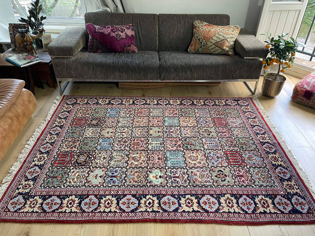 Handgeknoopt vintage Oosters tapijt – ca. 220 × 151 cm