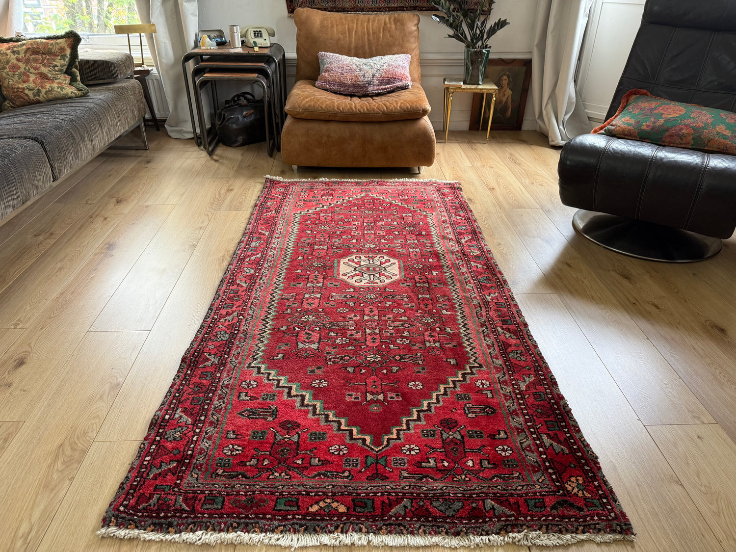 Handgeknoopt vintage tapijt – ca. 208 × 104 cm