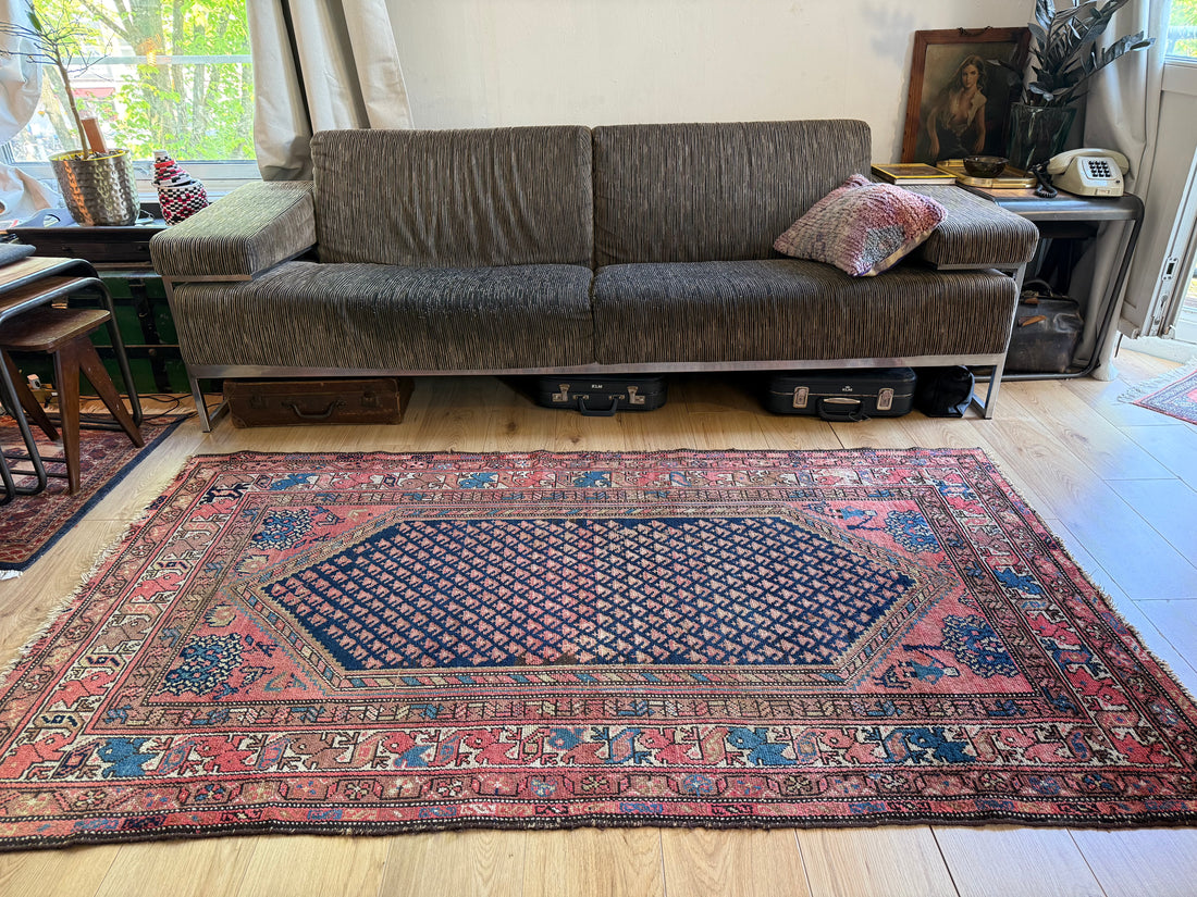Handgeknoopt vintage ossters tapijt – Malayer-stijl – ca. 210 × 116 cm