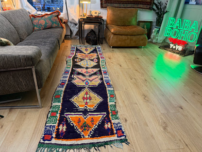 Handgeweven Berber loper uit Marokko – ca. 253 × 70 cm