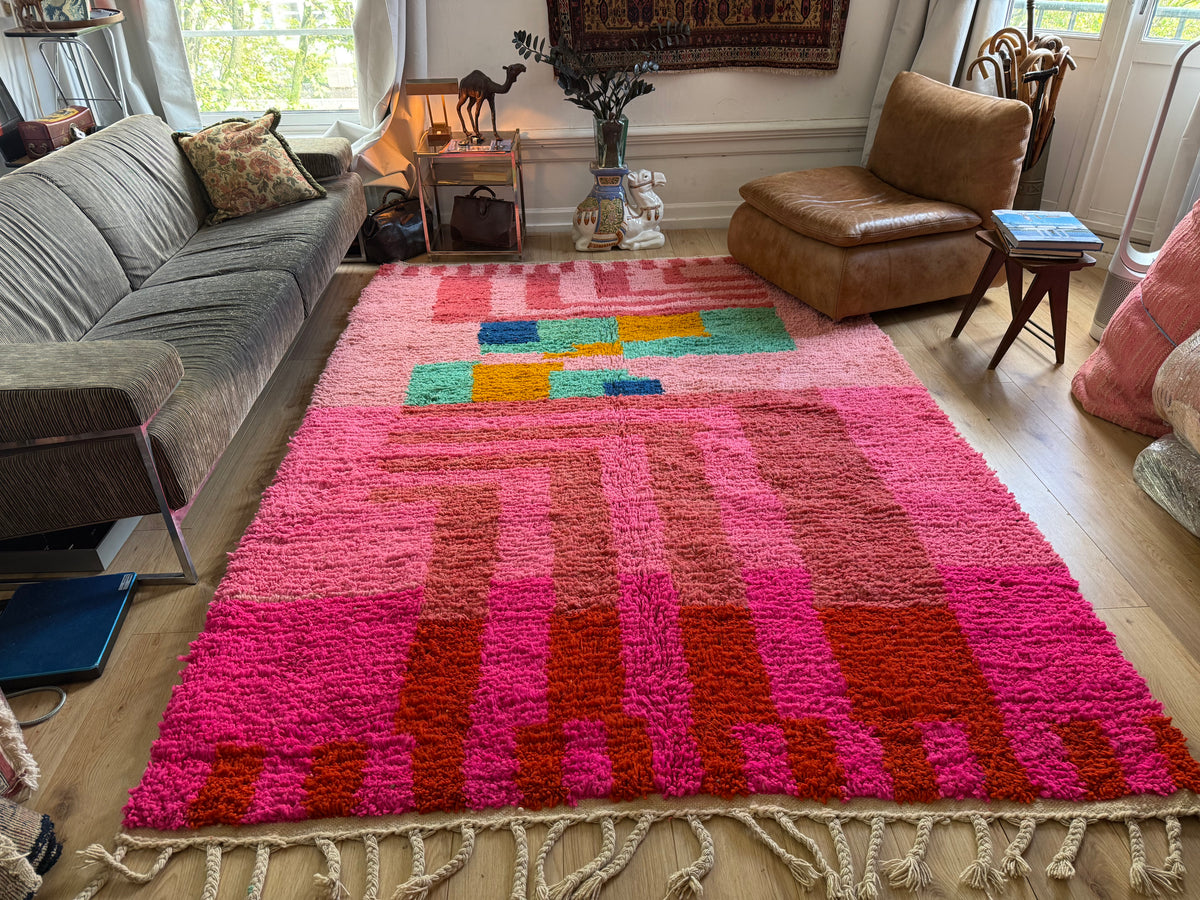 Marokkaans tapijt in roze en fuchsia – 302 × 204 cm
