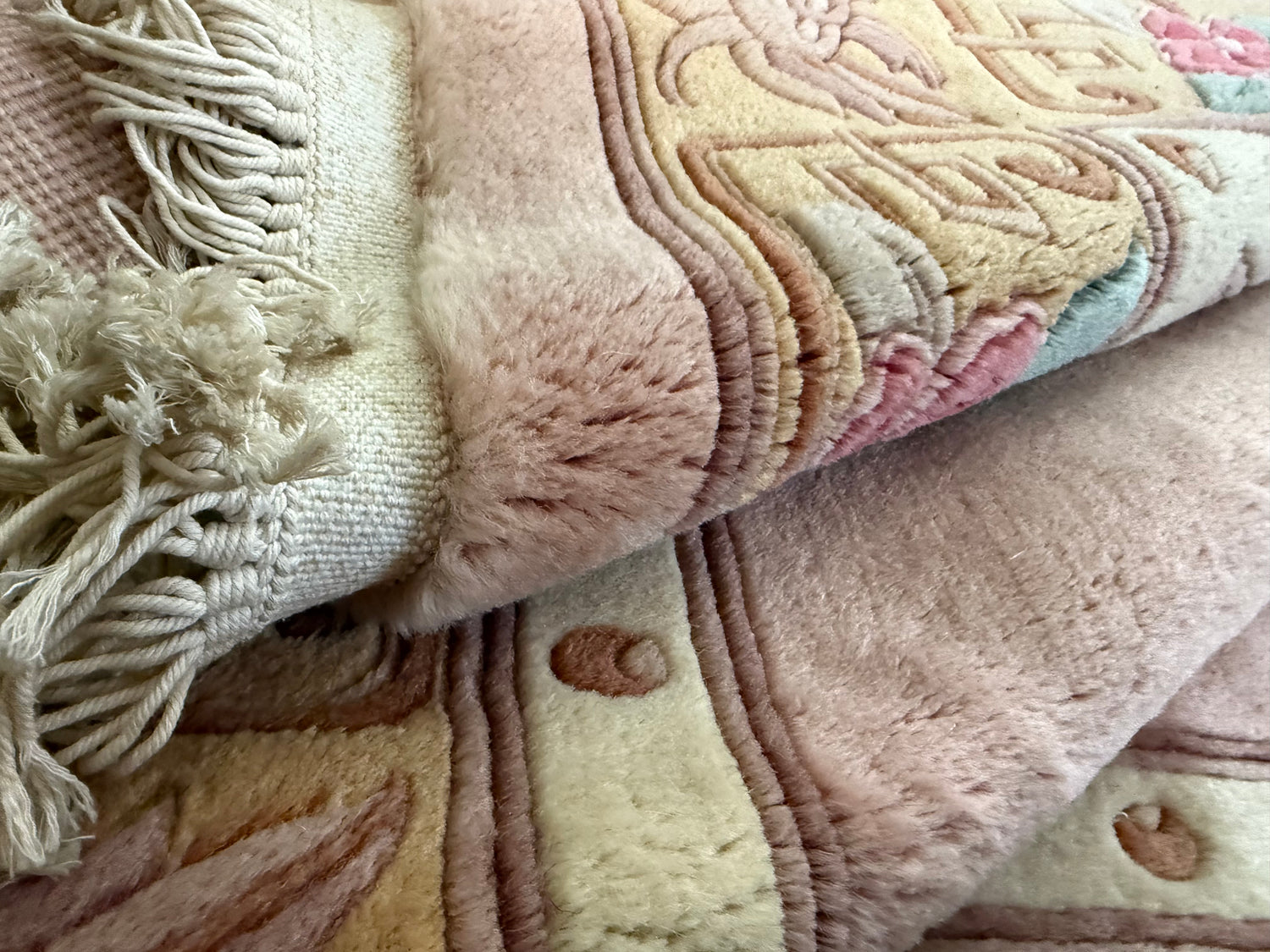 Vintage Deco-stijl wollen tapijt – ca. 330 × 215 cm