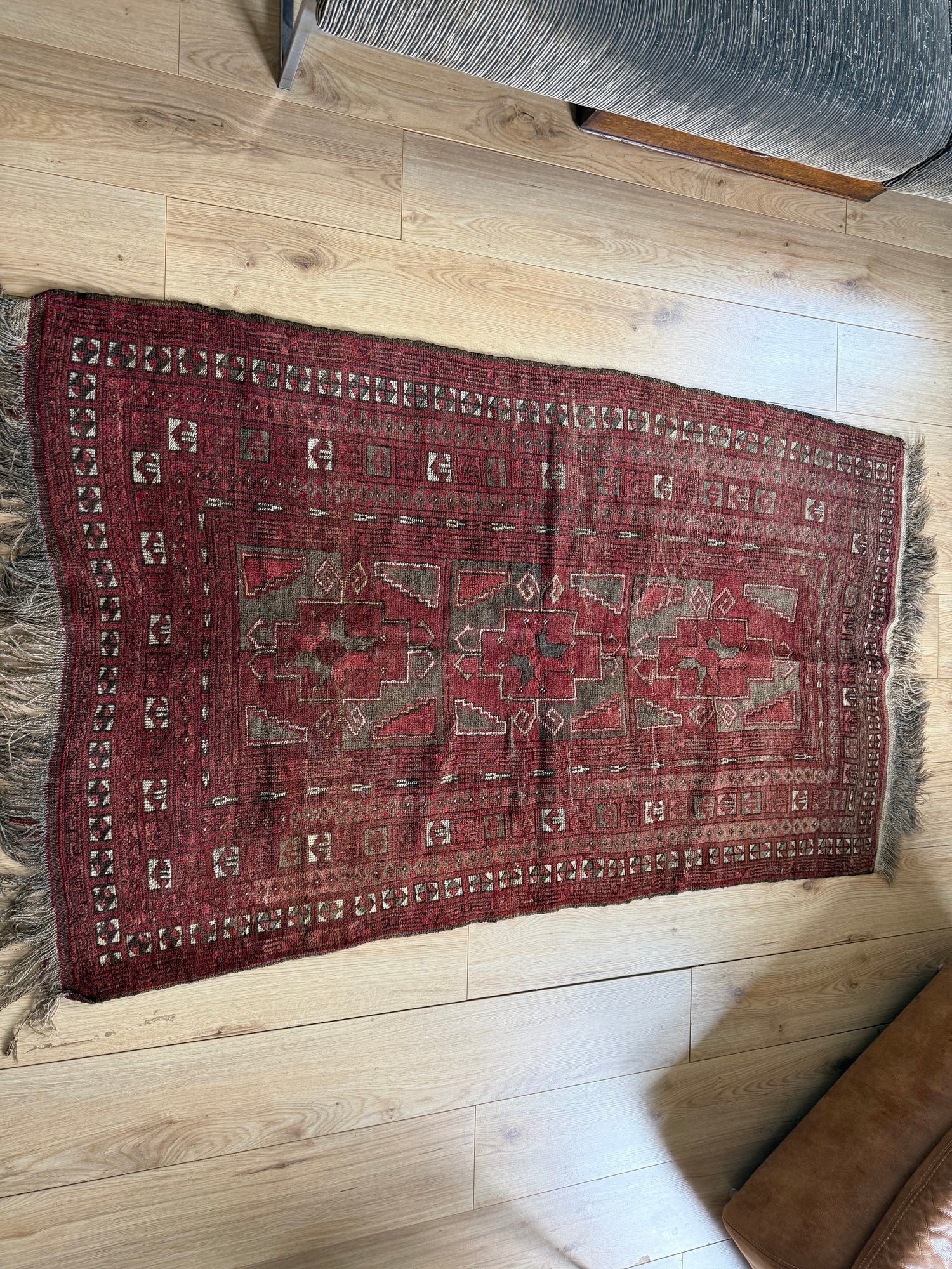 Tapete vintage Baluch – lã nó à mão, c. 1950–1970 (197 × 110 cm)