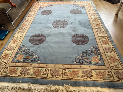 Soft Blue Chinees Deco Rug – 330 × 213 cm