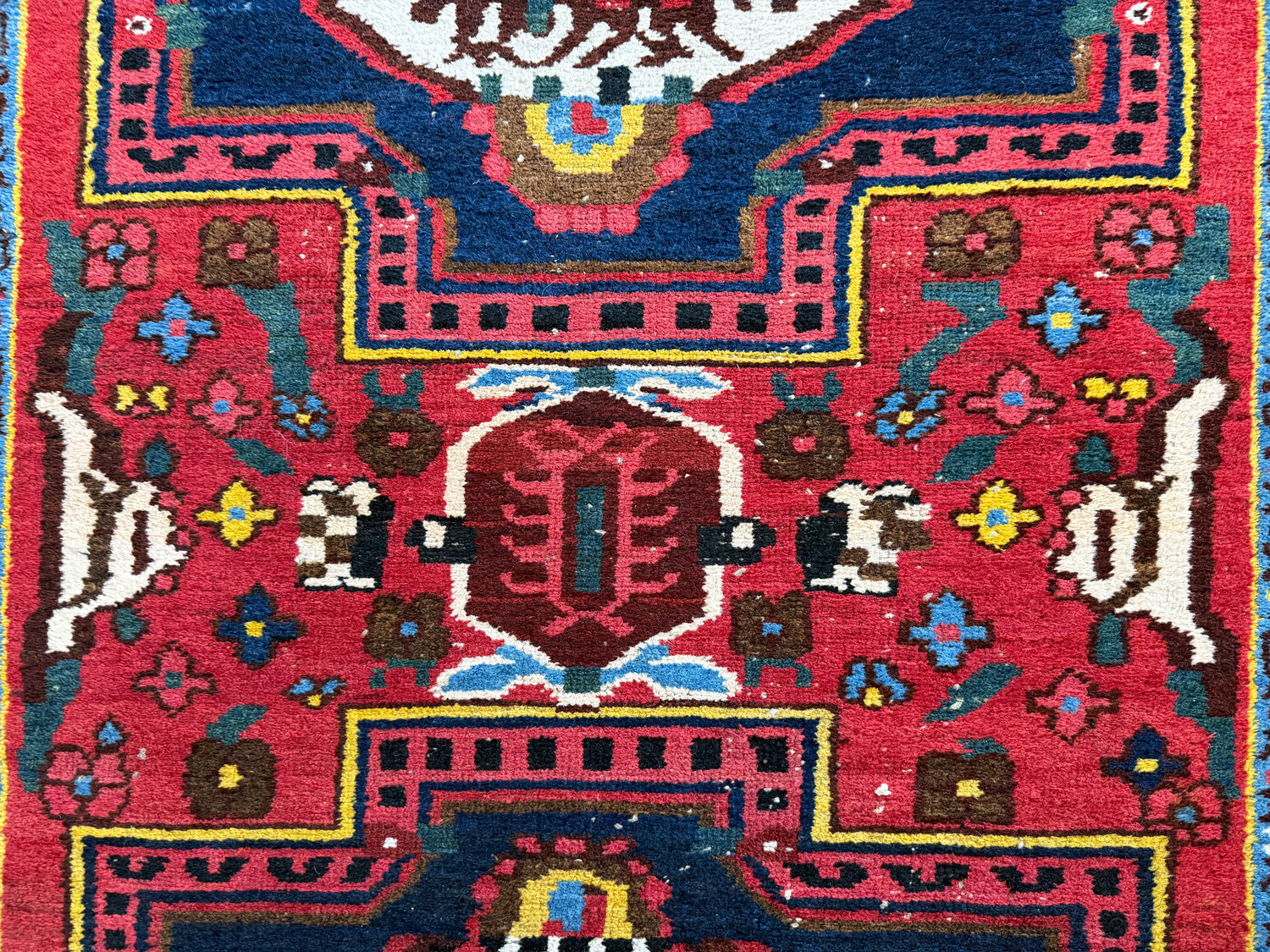 Lang vintage Heriz-stijl tapijt – 405 × 165 cm