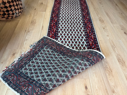 Vintage handgeknoopte loper – 275 × 75 cm – boteh-patroon