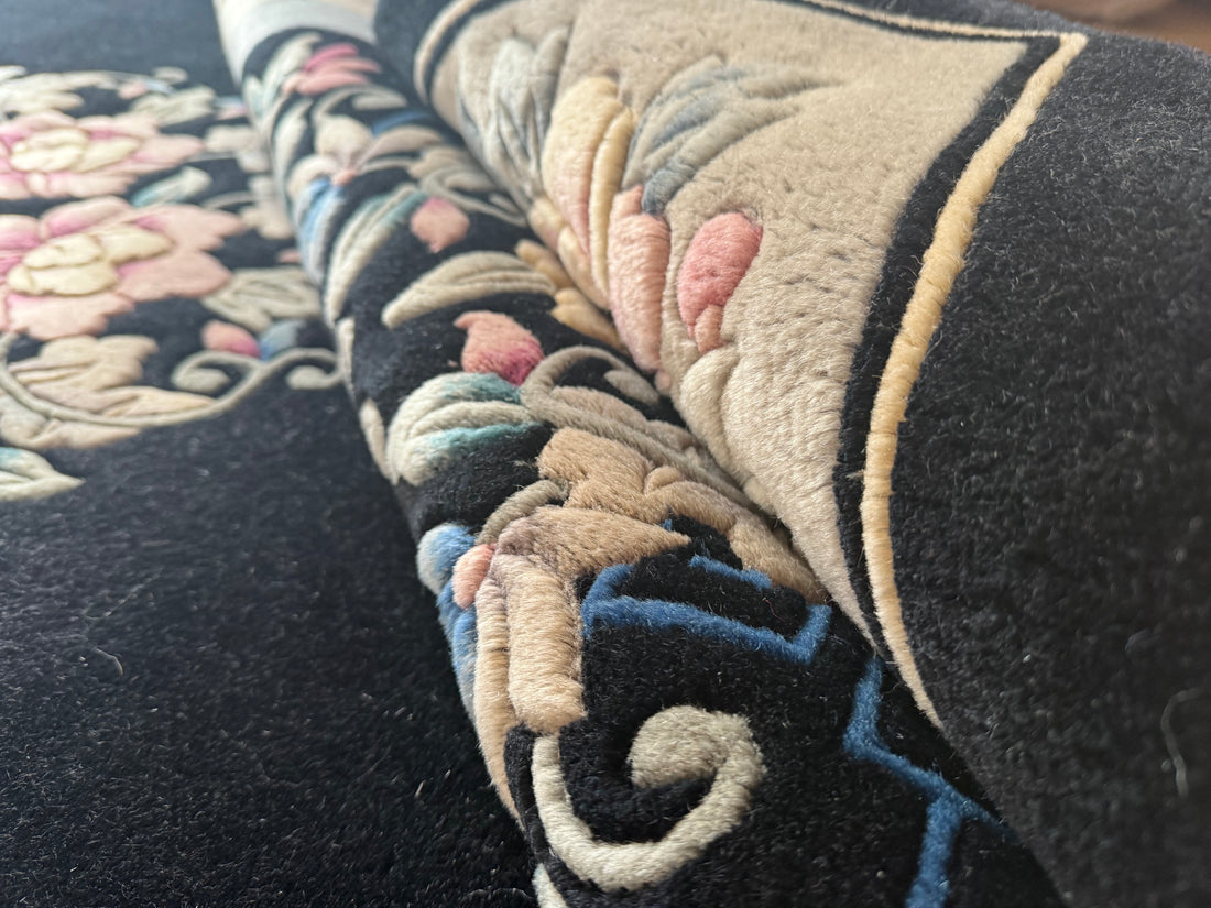 Tapete vintage feito à mão – estilo Deco chinês – aprox. 323 × 188 cm