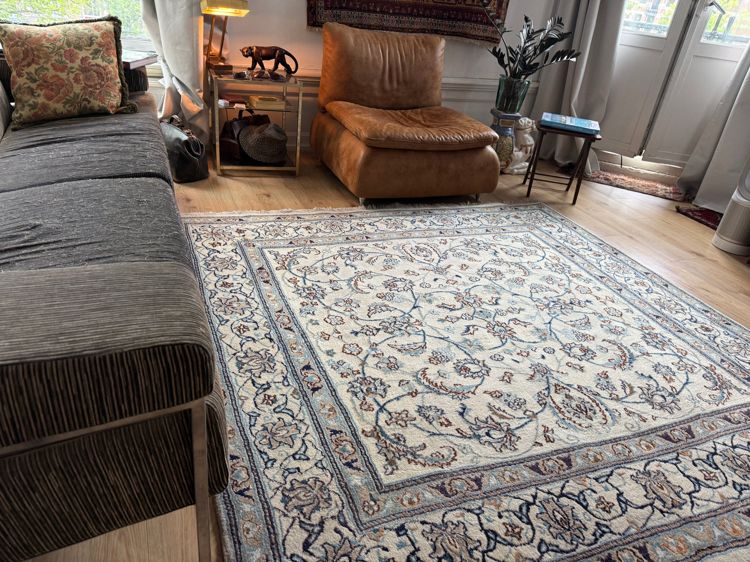 Handgeknoopt Vintage Perzisch Nain Tapijt – 200 × 200 cm