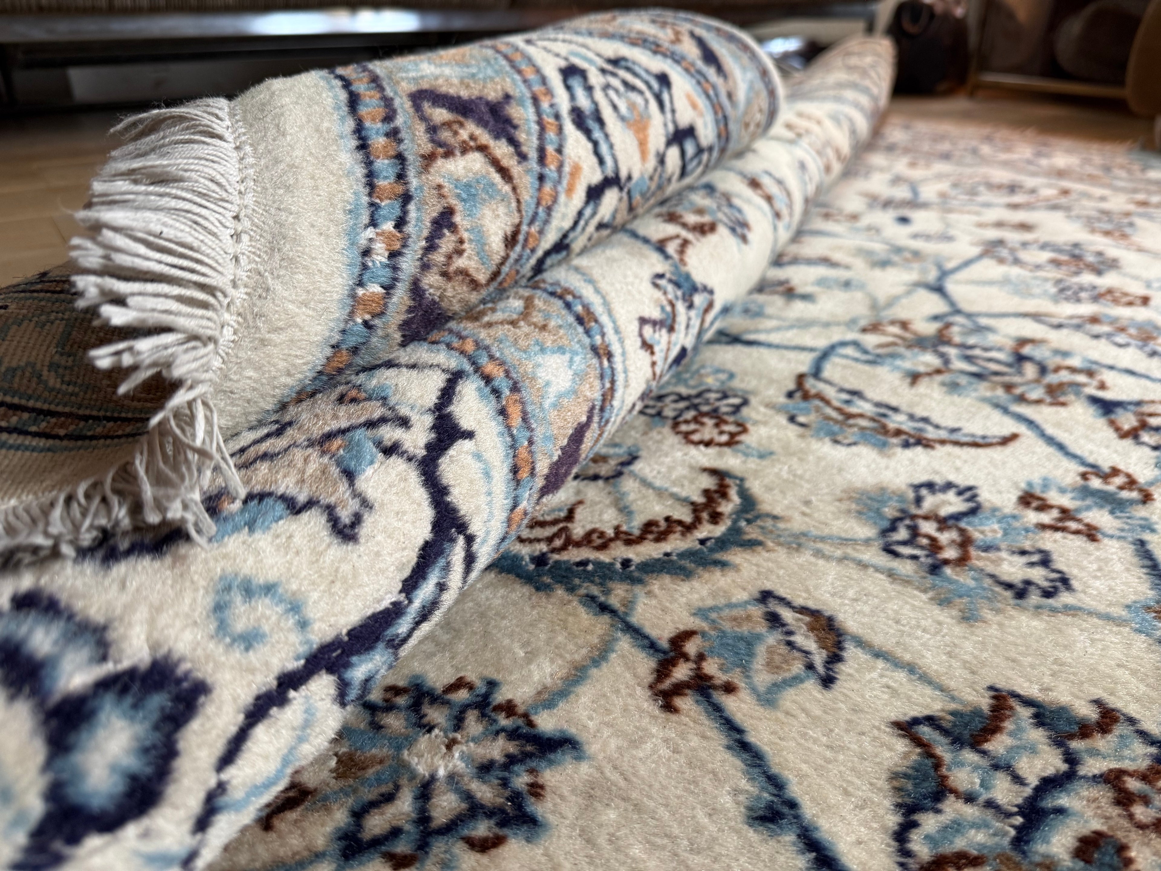 Handgeknoopt Vintage Perzisch Nain Tapijt – 200 × 200 cm