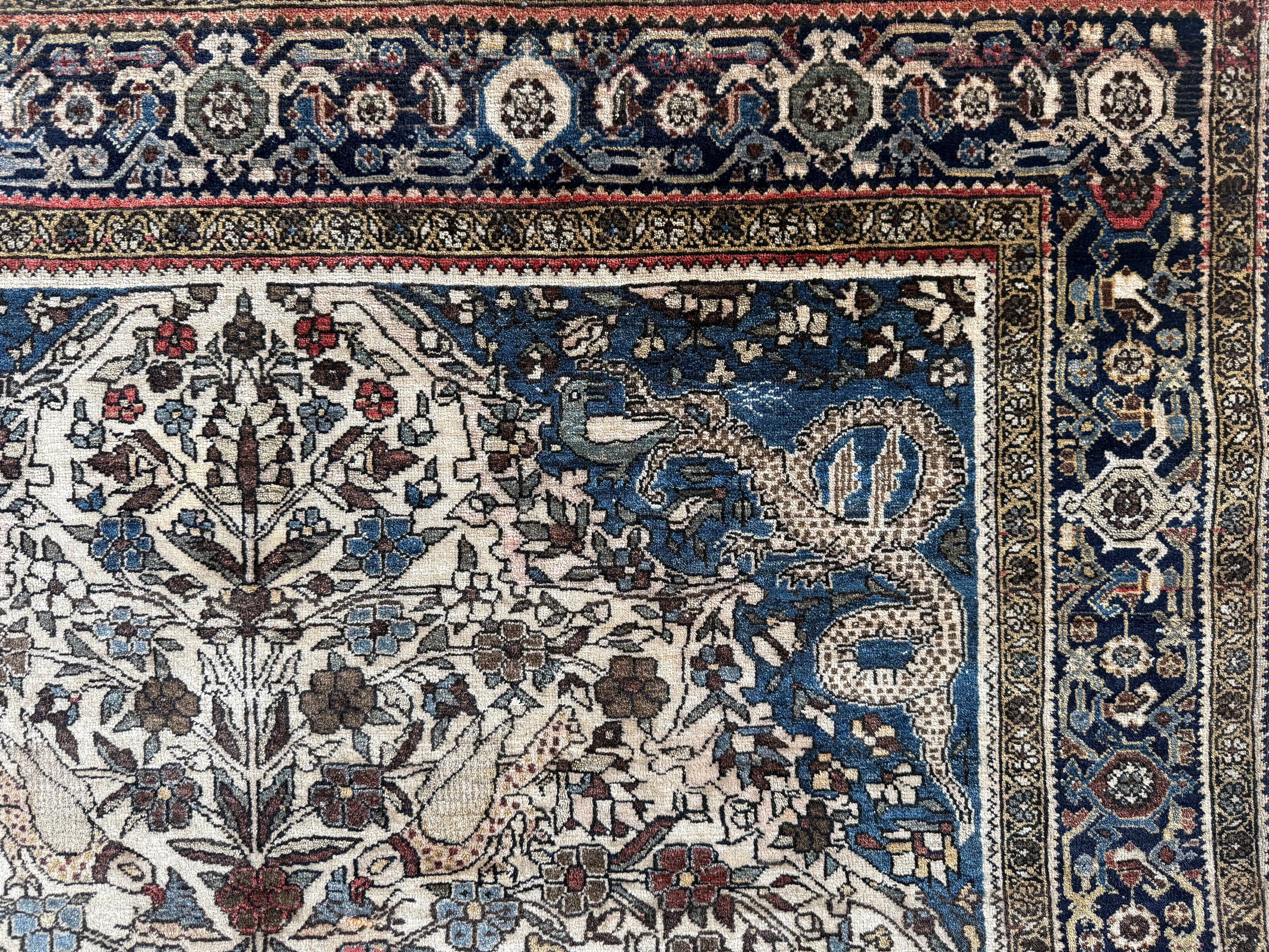 Early 20th-century figurative carpet – Qom tradition – 188 × 132 cm