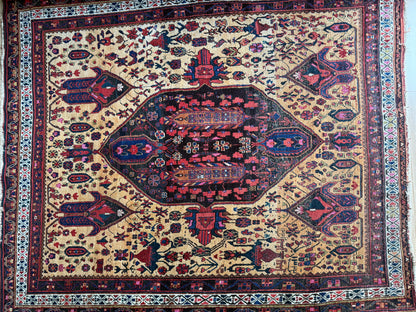 Handgeknoopt vintage tapijt Oosters Malayer stijl – ca. 137 × 163 cm