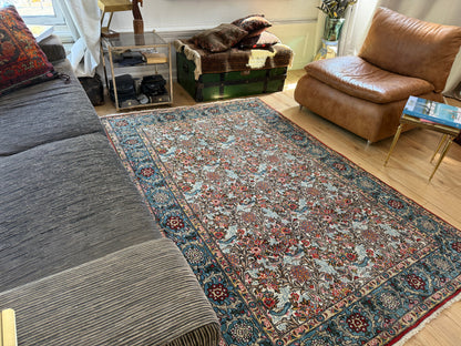 Hand-knotted vintage carpet in Ghom style – 212 × 138 cm