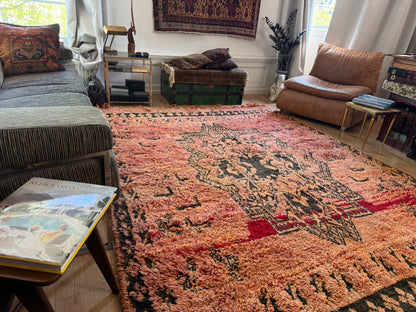 Vintage Moroccan Berber Rug in Salmon Pink Wool – 275 × 210 cm