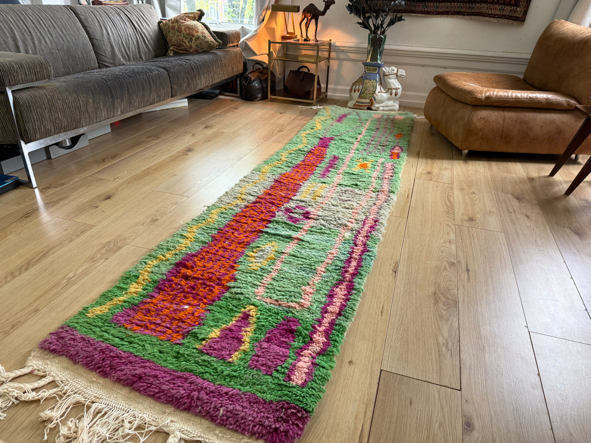 Marokkaanse loper met abstract patroon – 314 × 76 cm