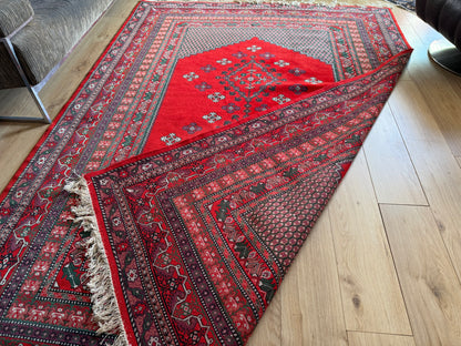 Handgeknoopte oosters vintage tapijt met florale medaillonstructuur – ca. 291 × 202 cm