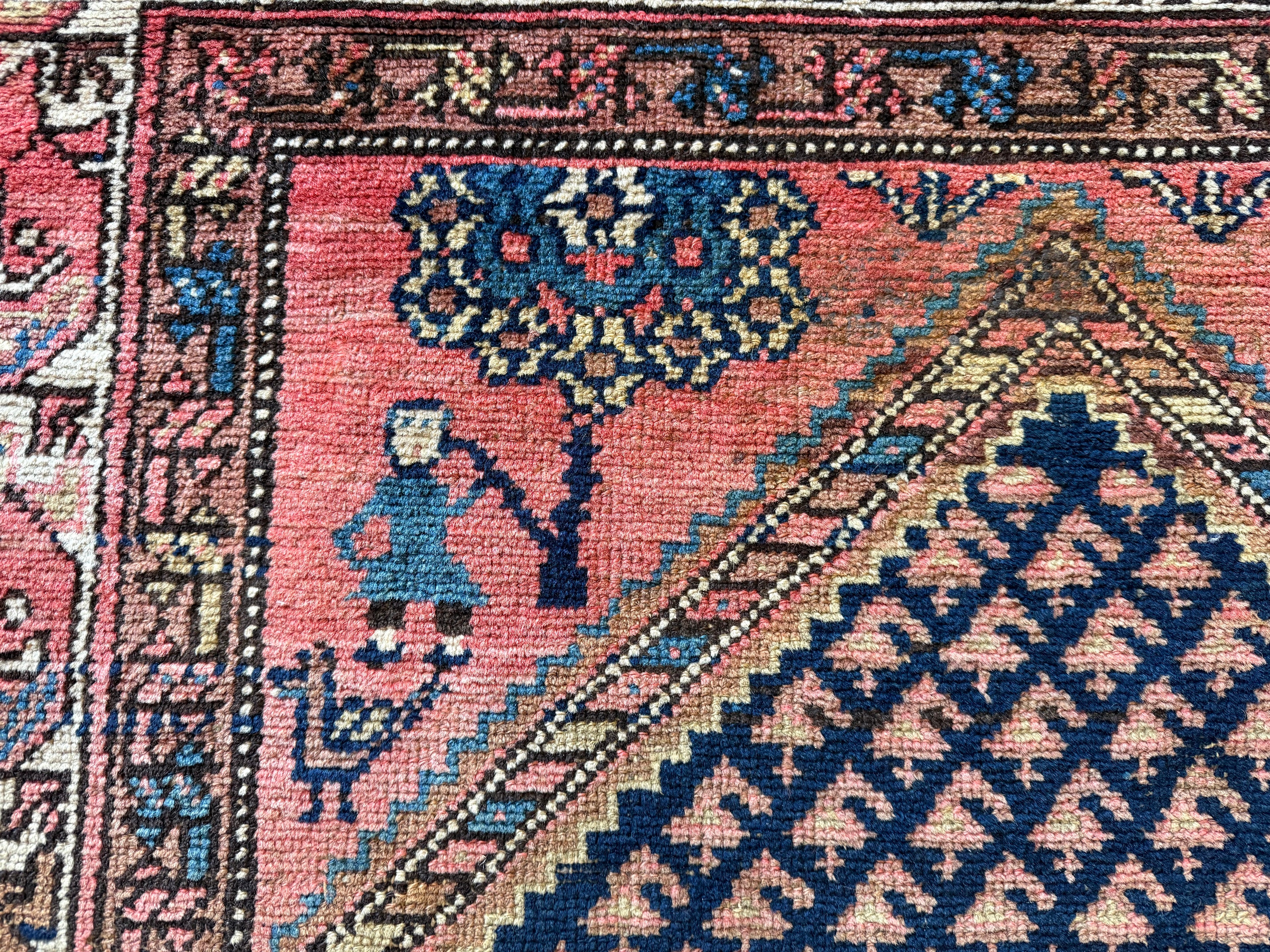 Handgeknoopt vintage ossters tapijt – Malayer-stijl – ca. 210 × 116 cm