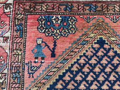 Handgeknoopt vintage ossters tapijt – Malayer-stijl – ca. 210 × 116 cm