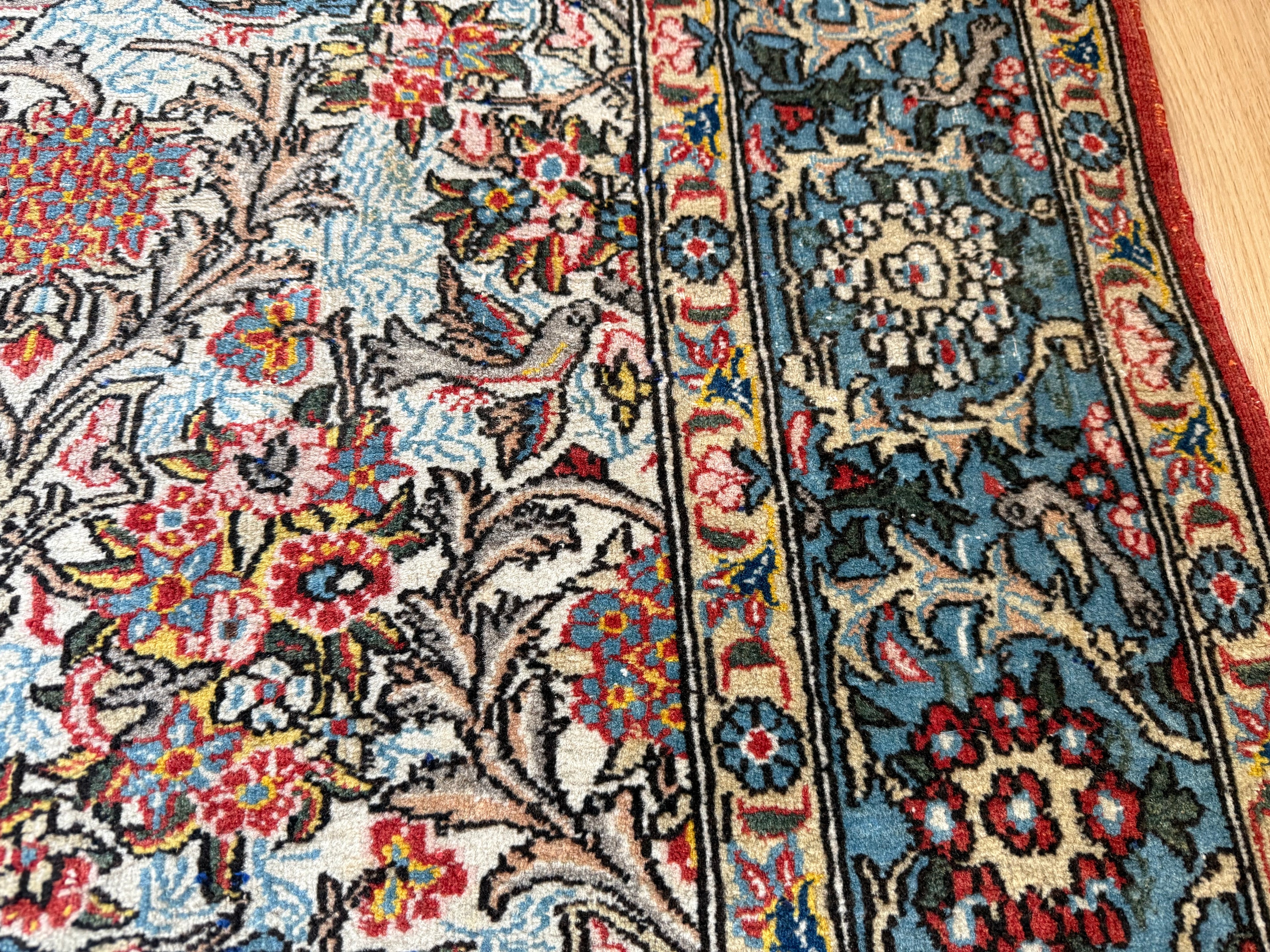 Hand-knotted vintage carpet in Ghom style – 212 × 138 cm