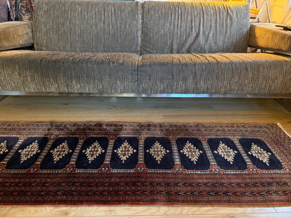 Handgeknoopte vintage loper – Baluchi stijl – ca. 280 × 75 cm