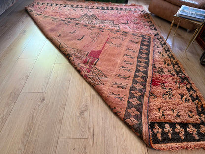 Vintage Moroccan Berber Rug in Salmon Pink Wool – 275 × 210 cm