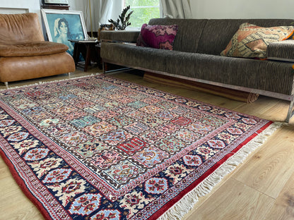 Handgeknoopt vintage Oosters tapijt – ca. 220 × 151 cm