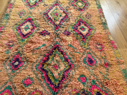 Authentiek handgeknoopt vintage tapijt – kleurrijk boho design – ca. 344 × 174 cm