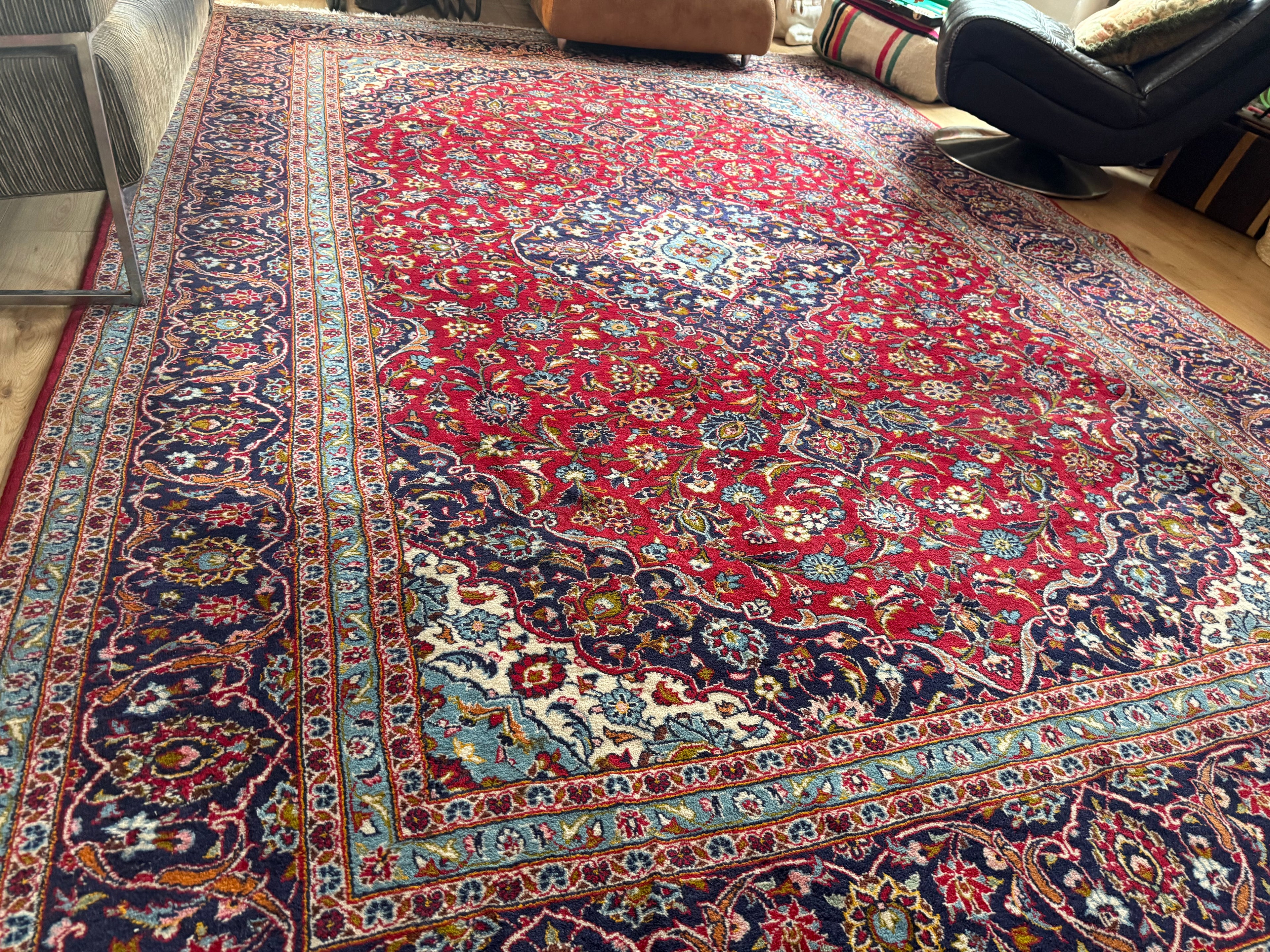 Monumentaal handgeknoopt vintage tapijt – 365 × 249 cm